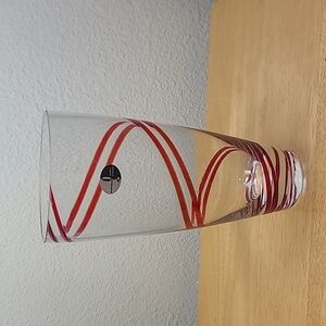 Mouth Blown Double Red Swirline Hand Blown Glass Vase